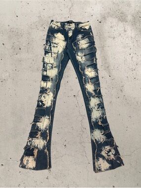 Distressed Blue Men’s Flared Jeans by Guapi